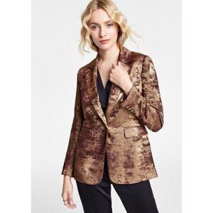 Bar III Womens 2 Malaga Red Gold Blazer Jacket Polyester Single Breasted